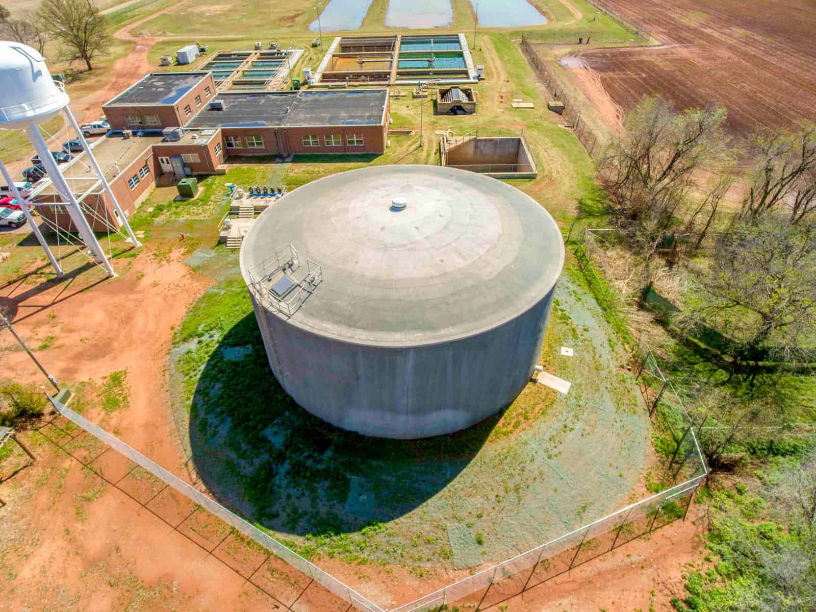 drone photo of water tank in Oklahoma