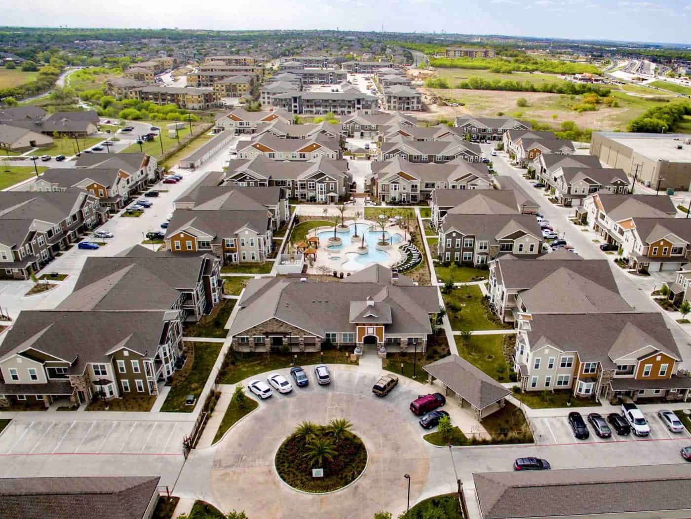 aerial drone photo of apartment complex in San Antonio, Texas