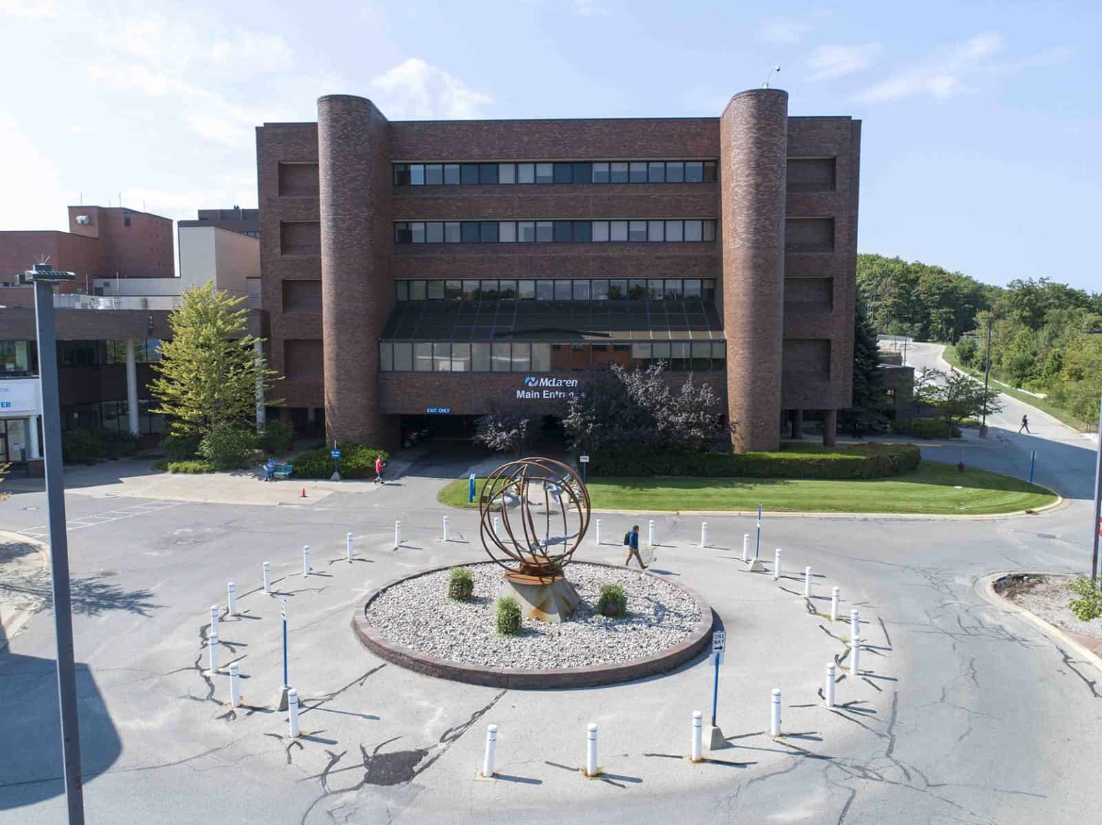 aerial drone photo of McLaren emergency room in Petoskey, MI