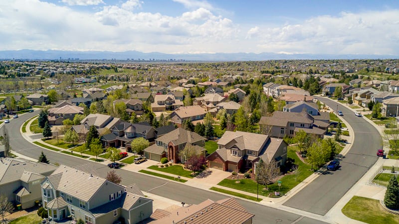 aerial photo of residential properties in Aurora, CO