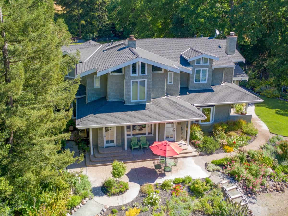 aerial drone photo of house in Alamo, CA