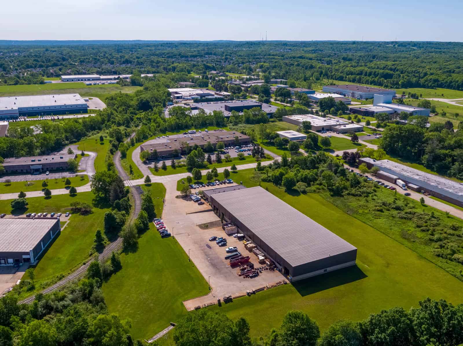 aerial drone photo of commercial real estate property in Strongsville, Ohio