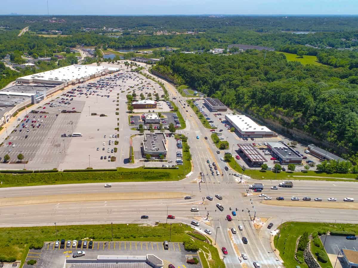 aerial drone photo of commercial property in Fenton, Missouri