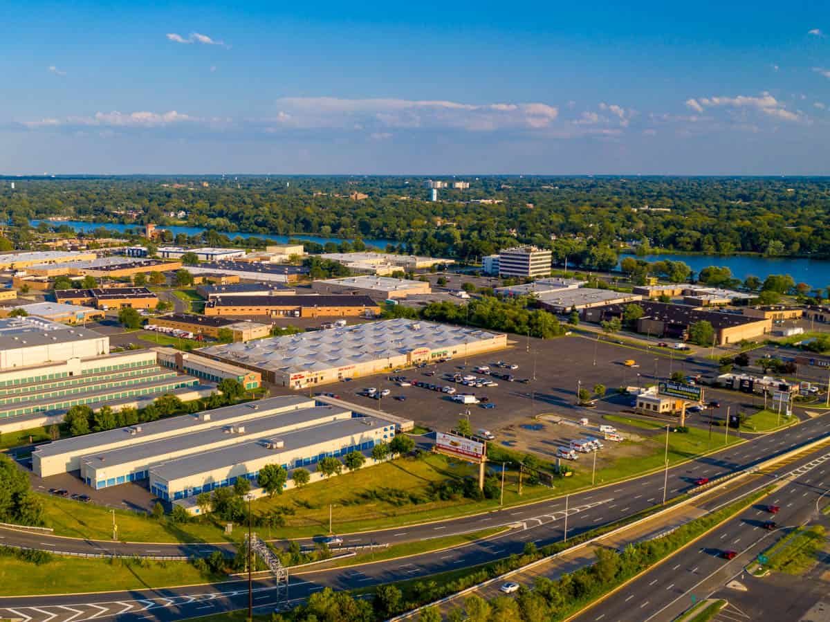 drone photo of commercial real estate property in Pennsauken Township, NJ