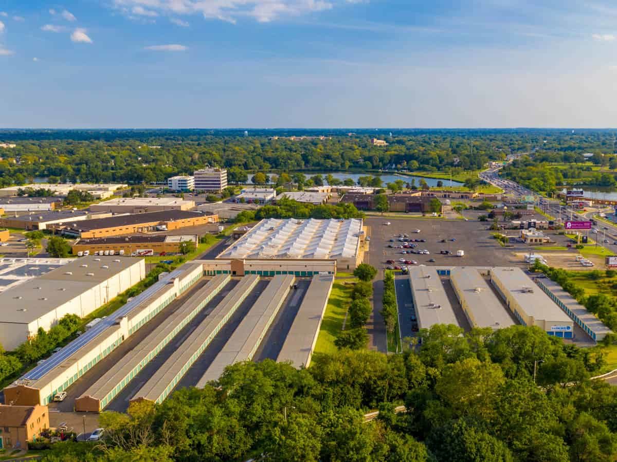 aerial drone photo of commercial real estate property in Pennsauken Township, NJ