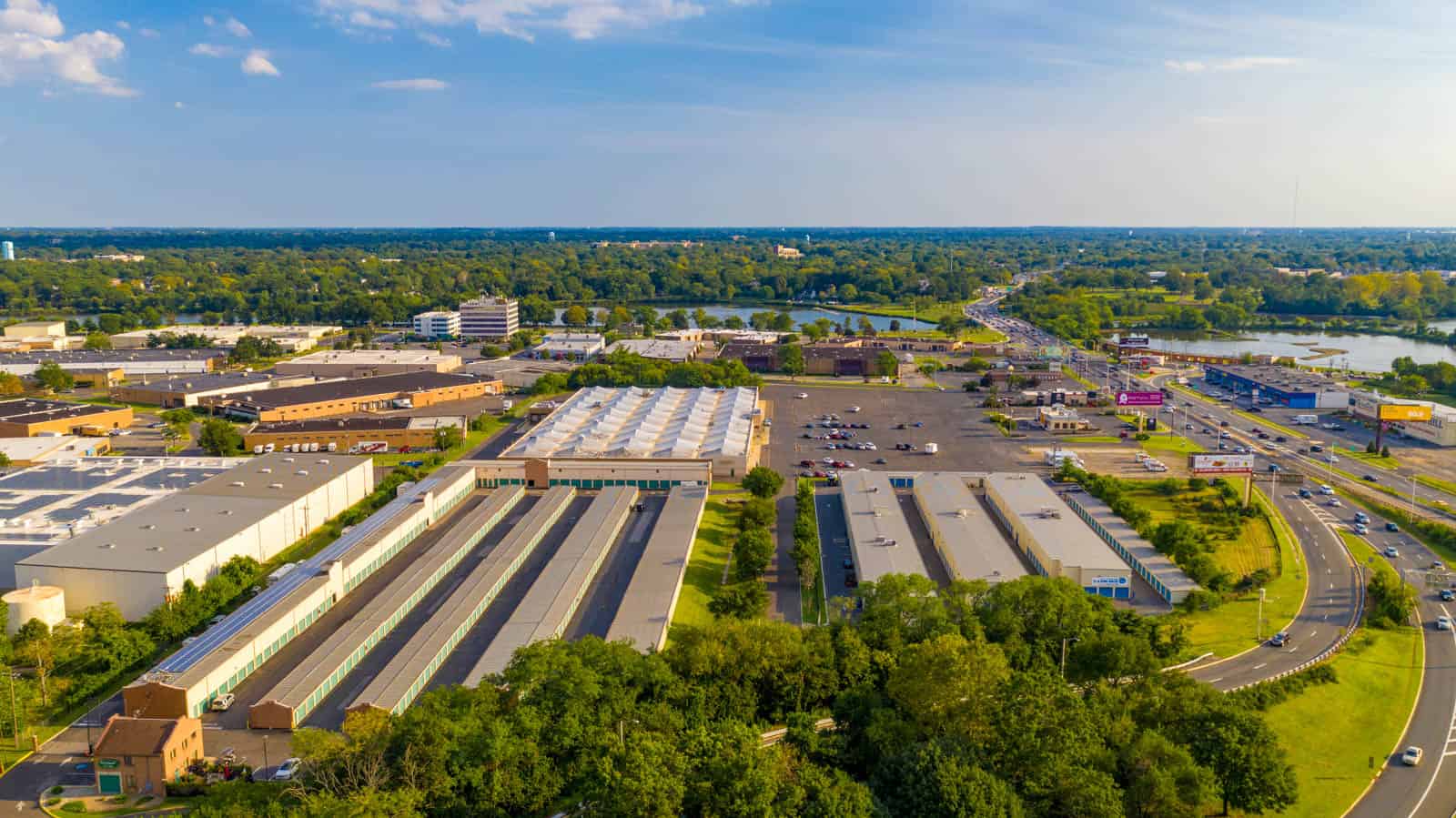 side view aerial photo of commercial property in Pennsauken Township, NJ