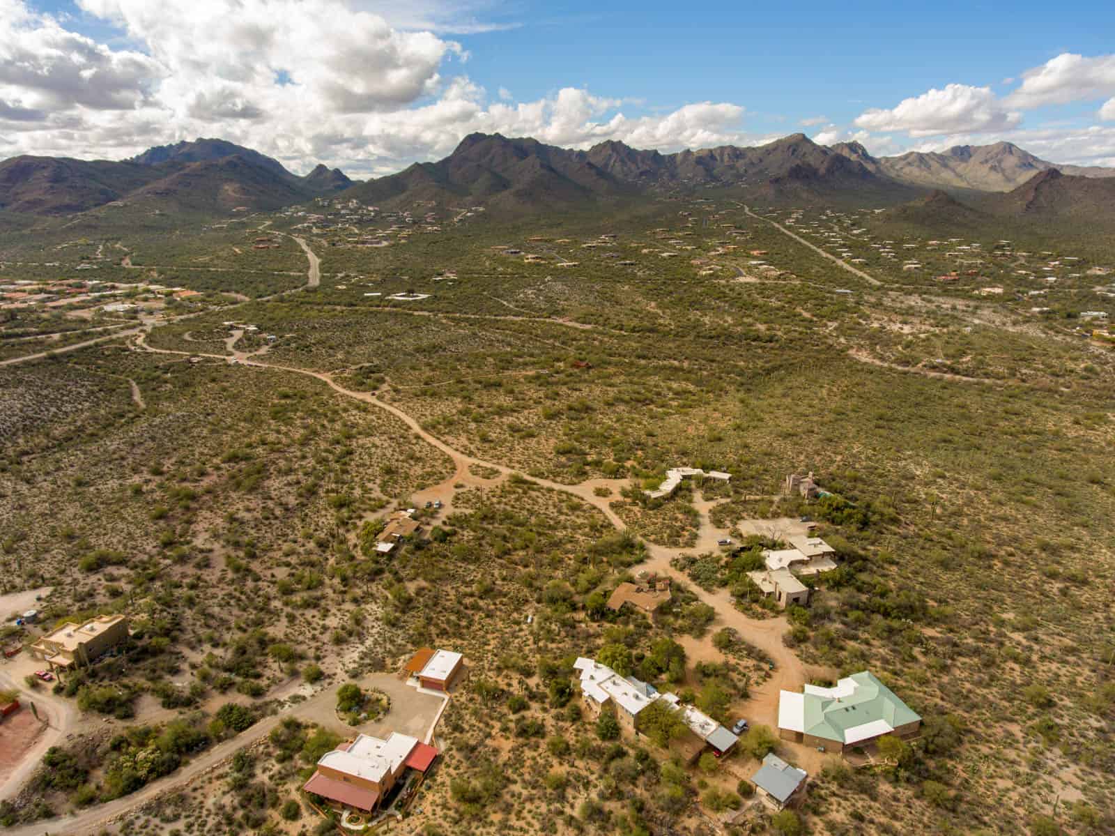 drone photo of residential properties in Tucson, AZ