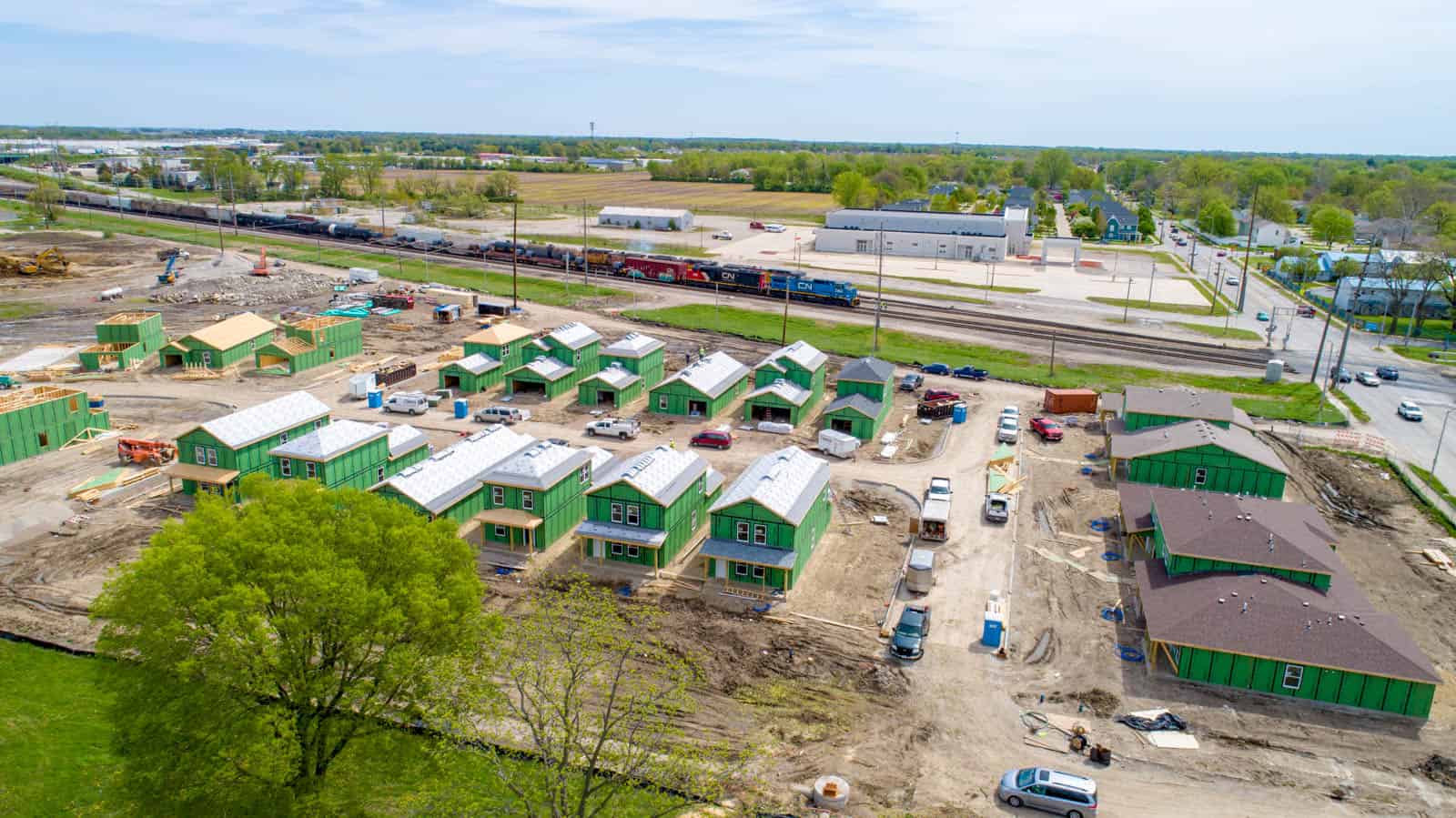 drone photo of commercial development project in Peoria, IL