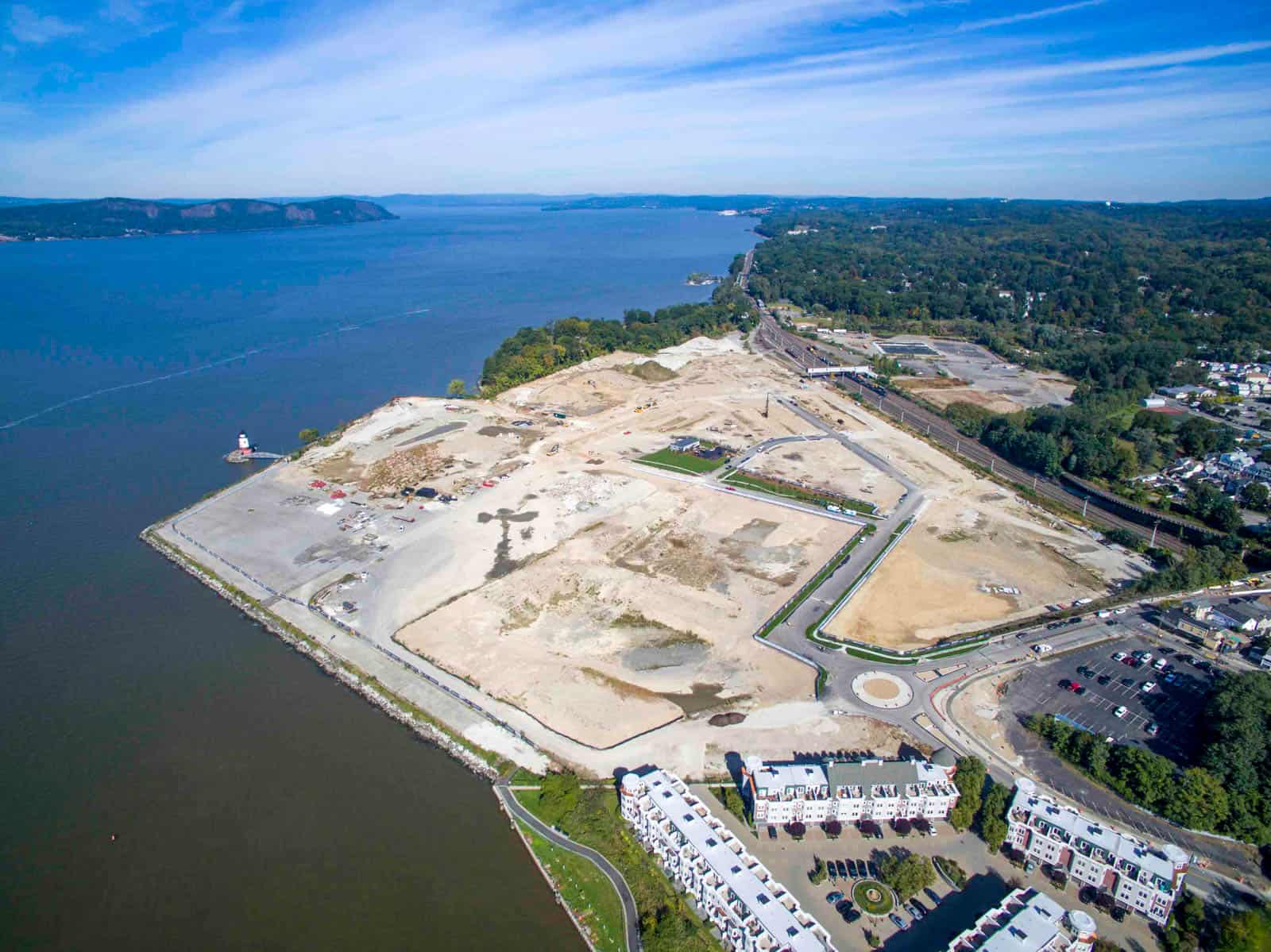 aerial drone photo of commercial development site under construction in Sleepy Hollow, NY