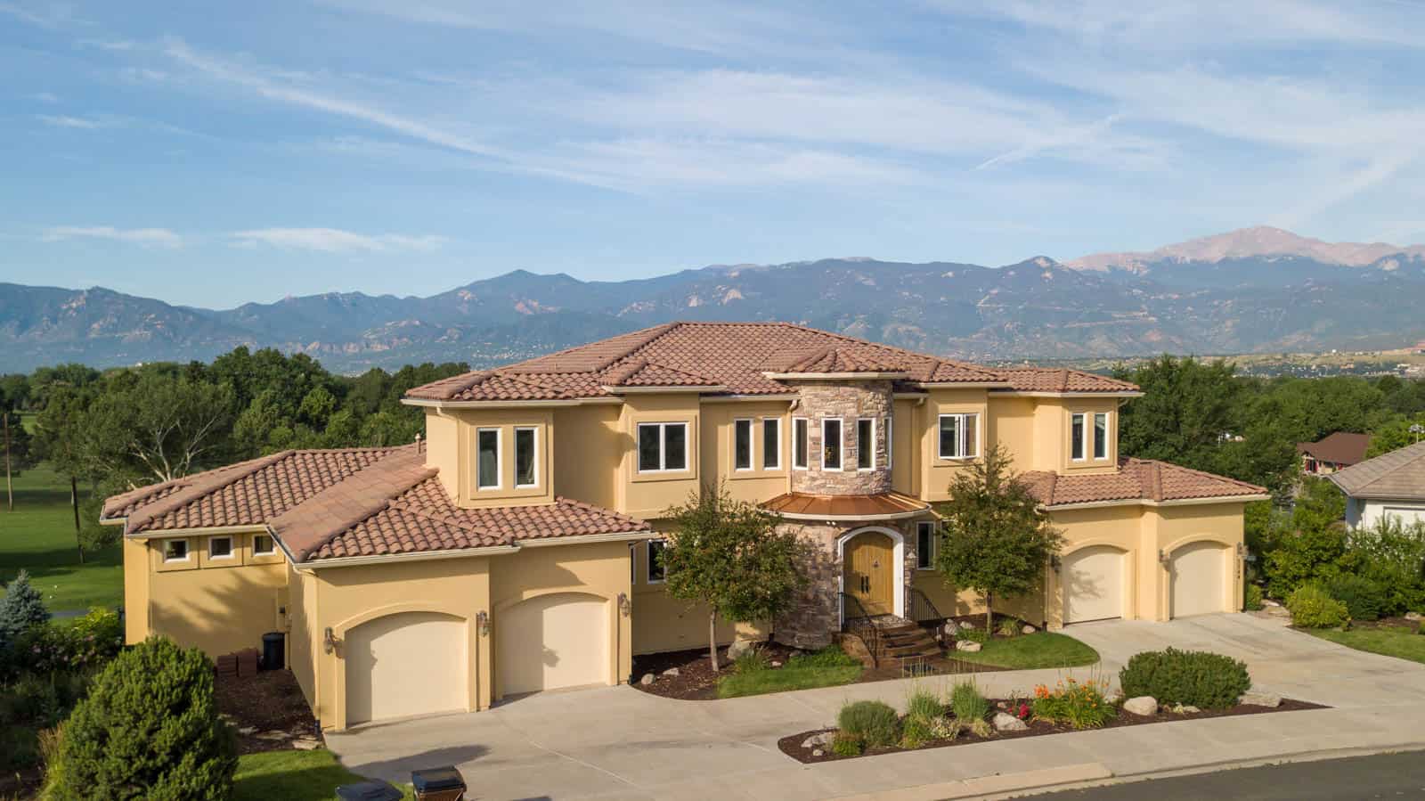 drone photo of luxury home in Colorado Springs, CO