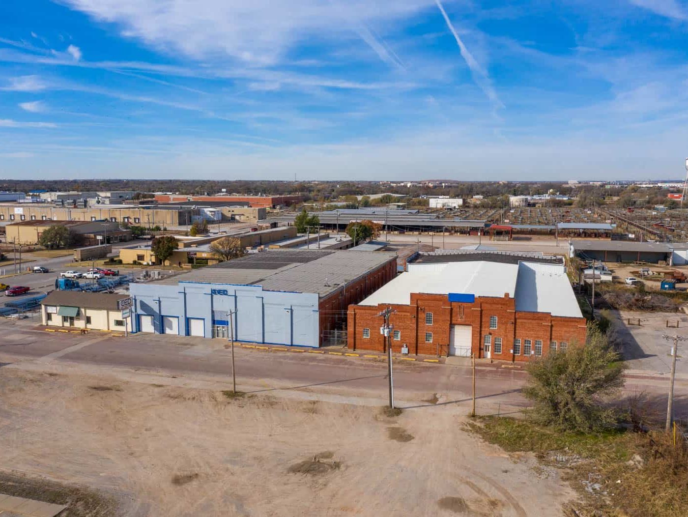 aerial drone photo of commercial facility in Oklahoma City, OK