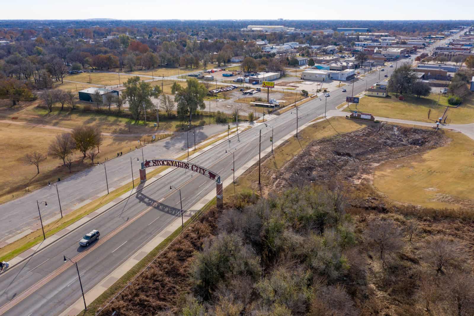 drone photo of highway in Oklahoma