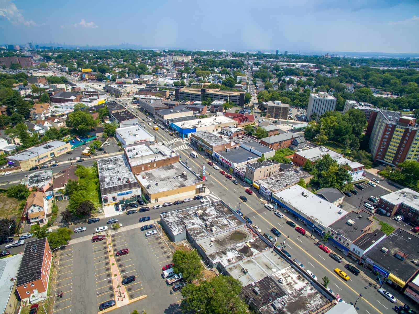 aerial drone photo of commercial property in Irvington, NJ