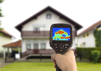 infrared camera pointed at residential home