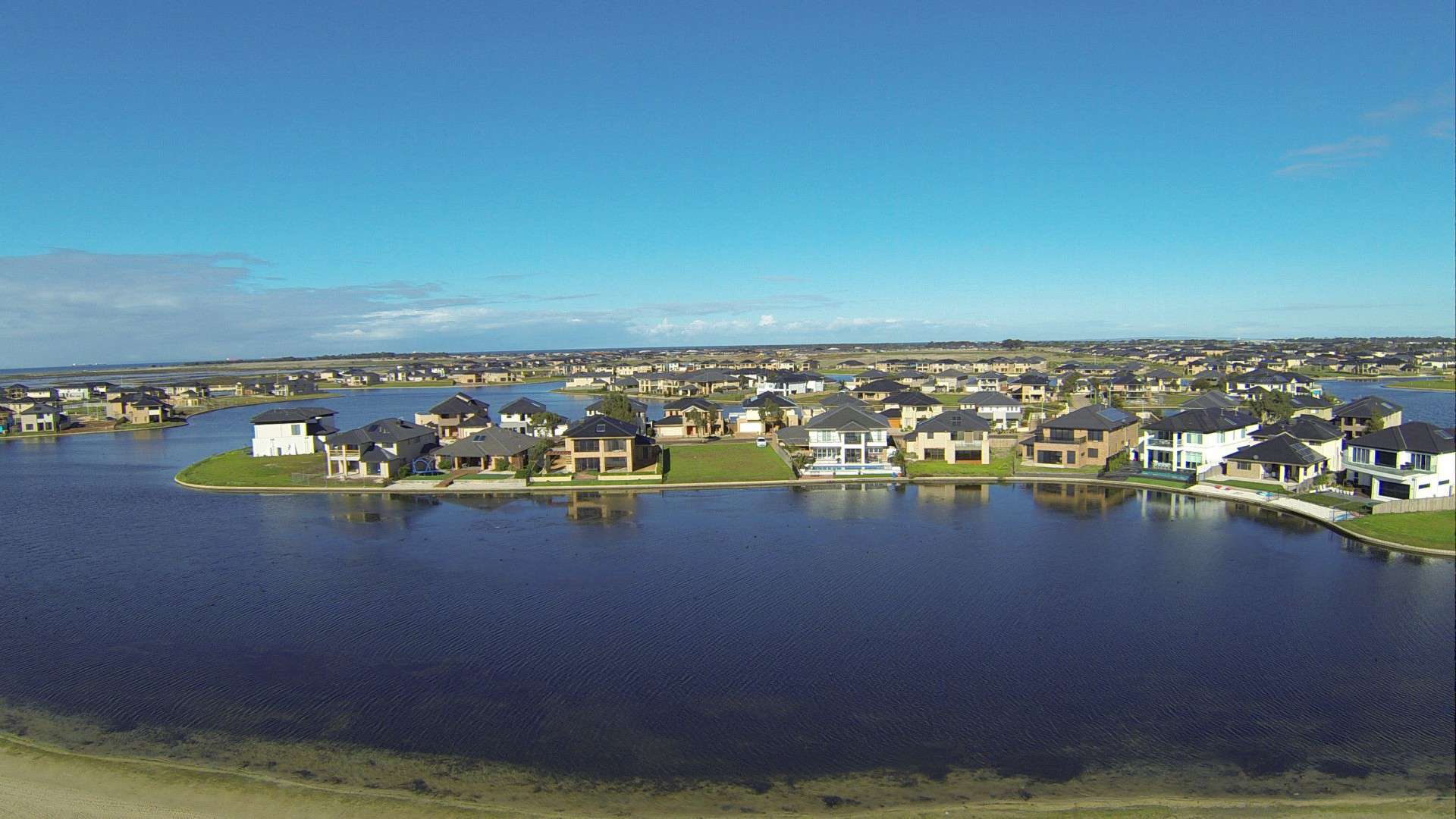 houses on a lake