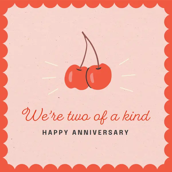 We're two of a kind Red illustration, retro, playful