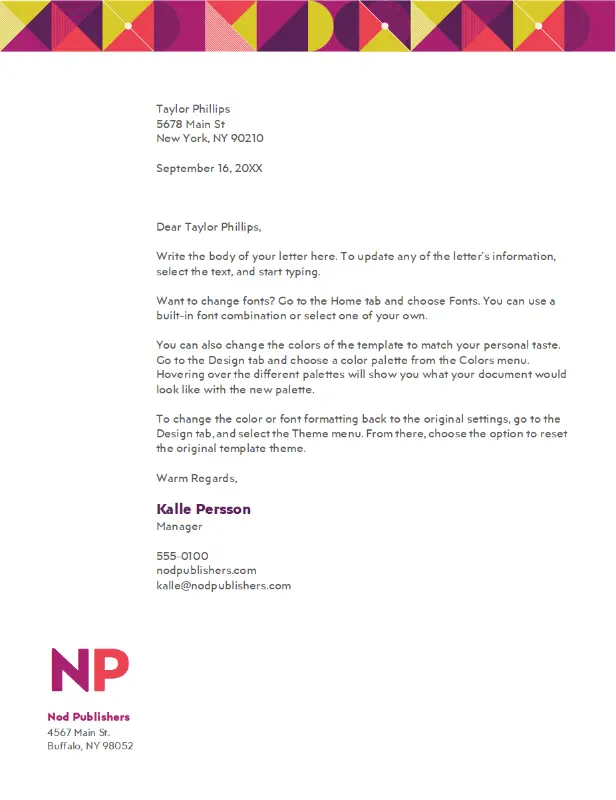 Geometric letterhead purple modern-geometric