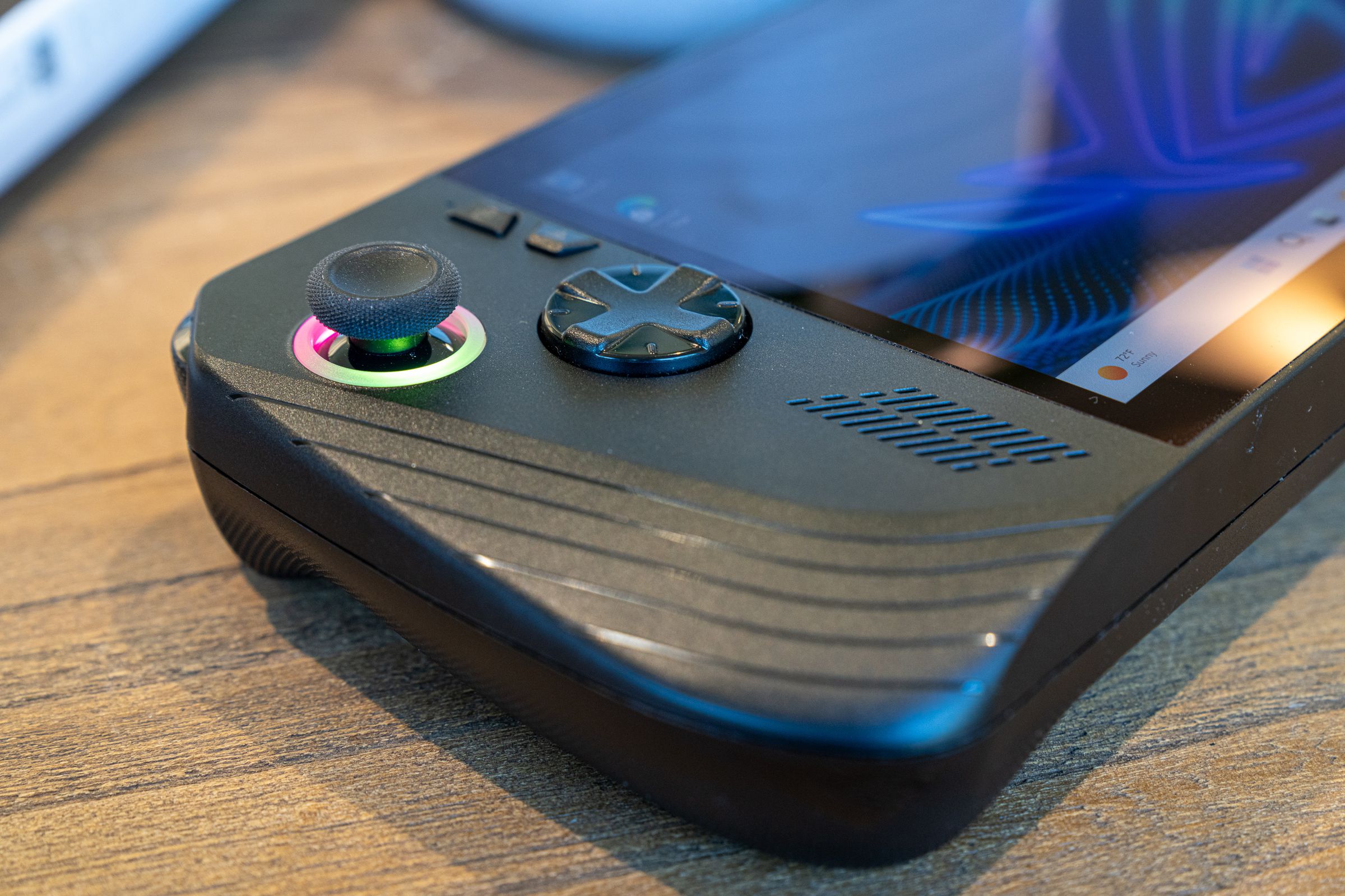 <em>Stick and D-pad comparison: ROG Ally X, versus...</em>