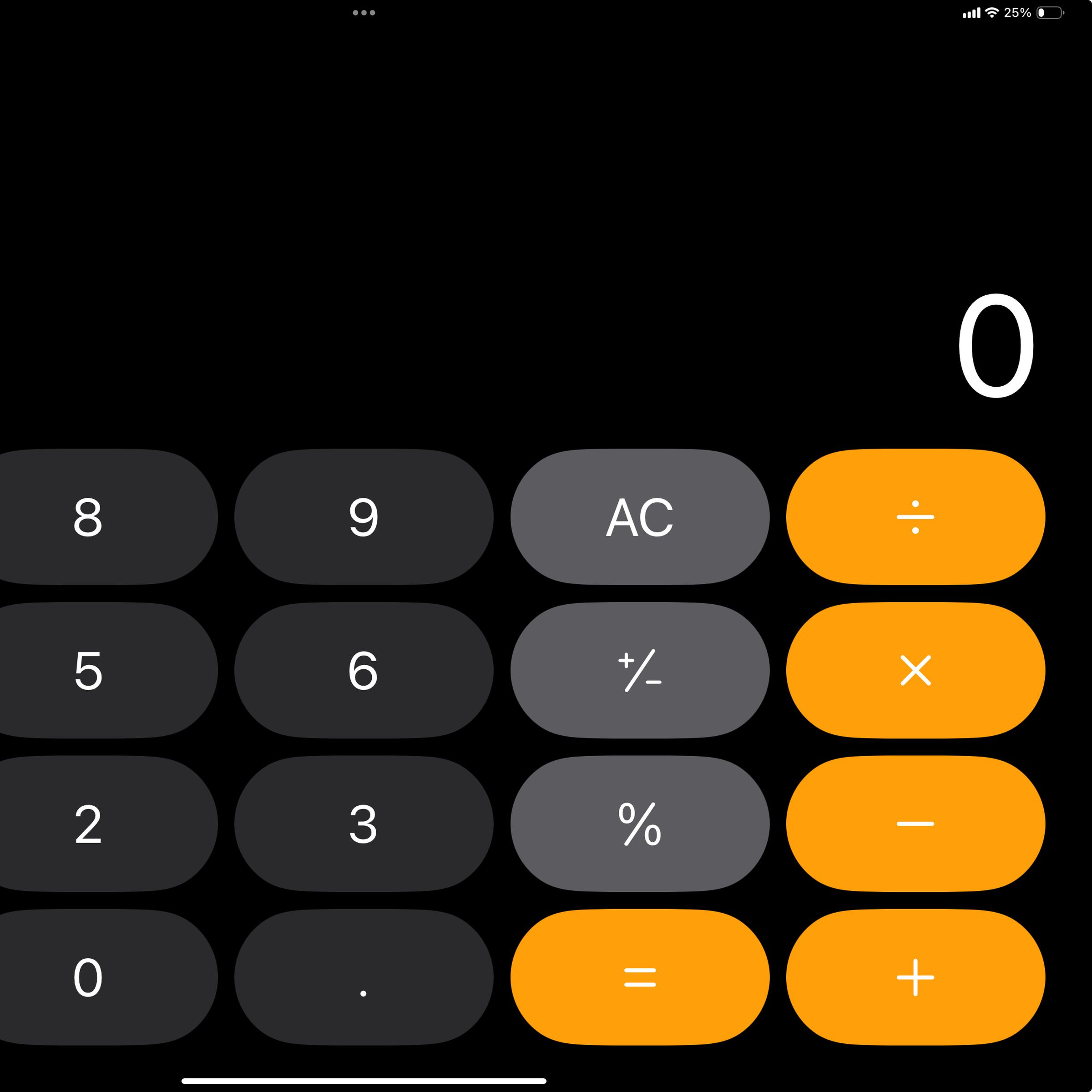 A screenshot of the iPad’s new Calculator app.