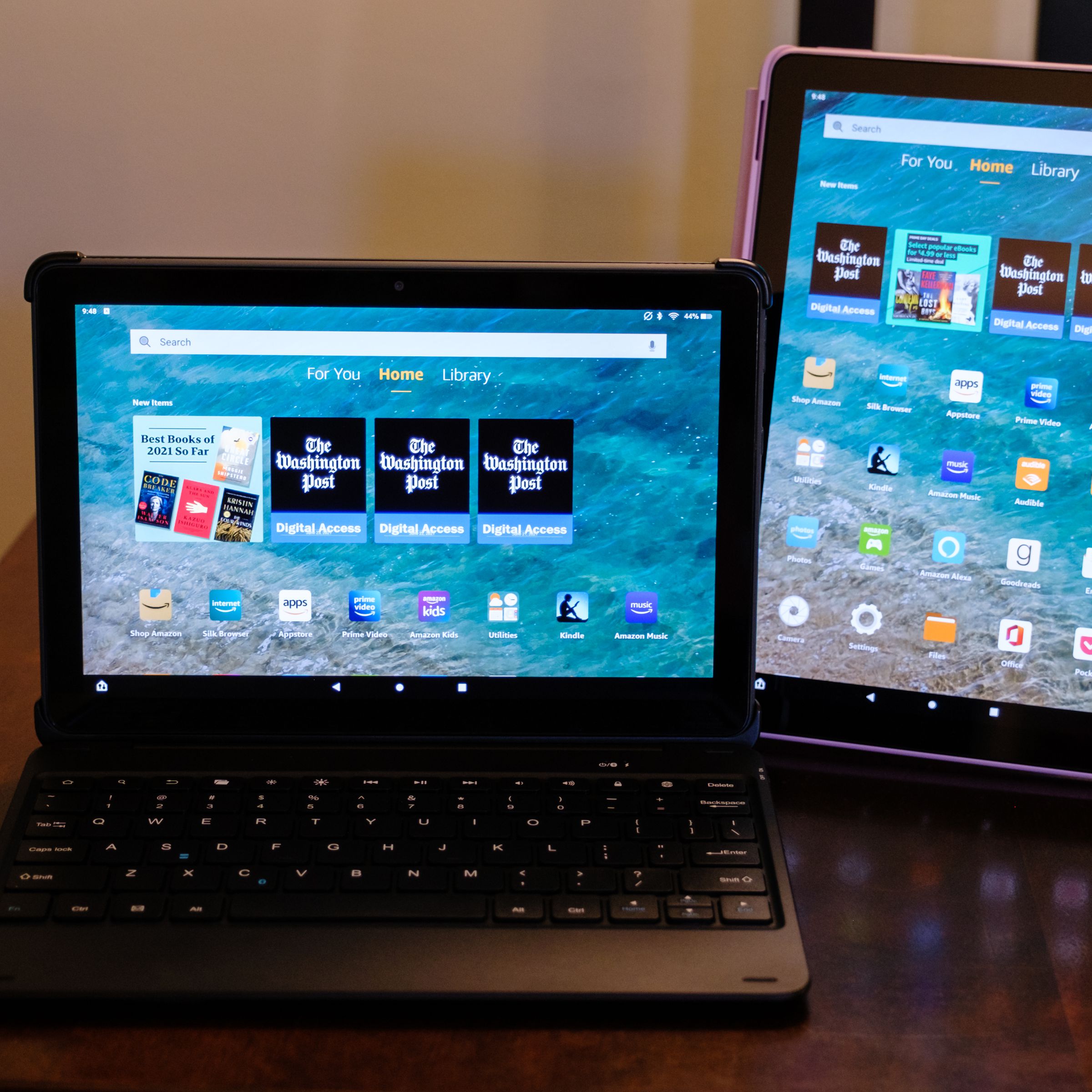 A Photo featuring two Amazon Fire HD 8 tablets