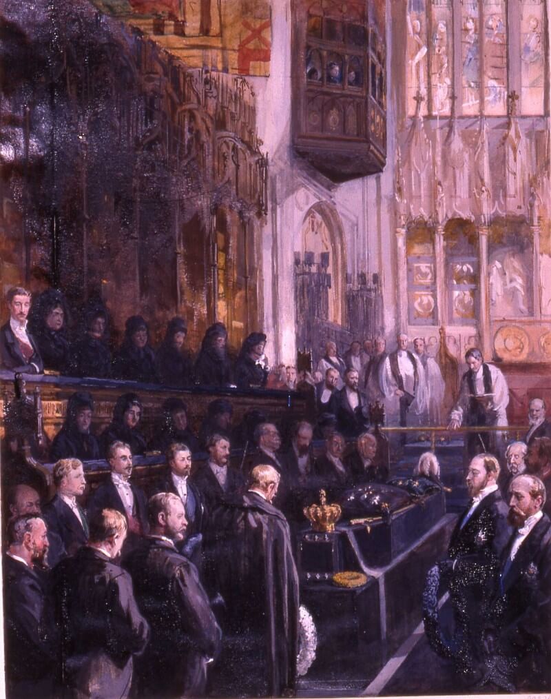 Illustration of the funeral of George v of Hanover in St. George's Chapel