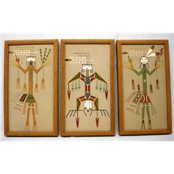 3 Framed Native American Navajo Sand Paintings