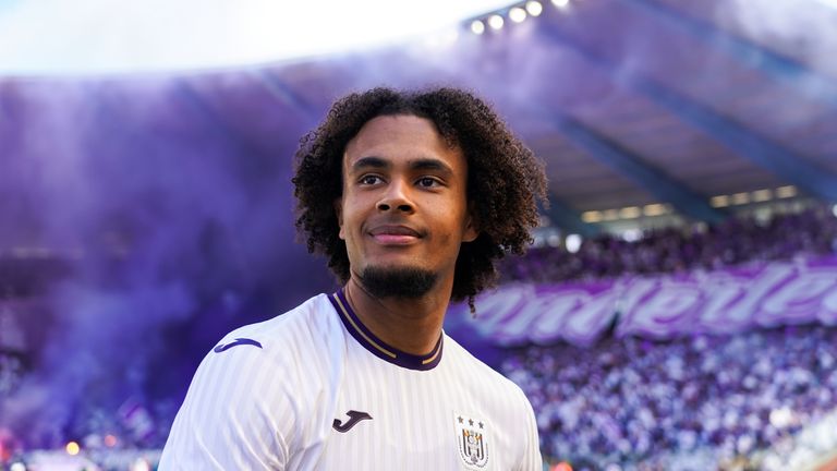  Joshua Zirkzee of RSC Anderlecht during the Croky Cup Final match between KAA Gent and RSC Anderlecht at the Koning Boudewijnstadion on April 18, 2022 in Brussel, Belgium