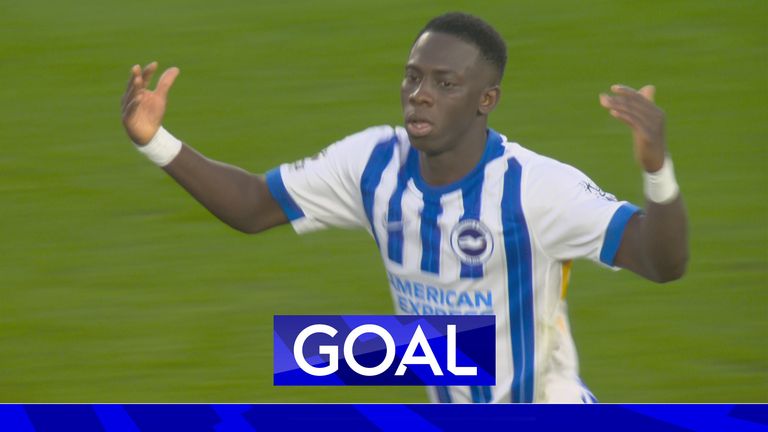 Yankuba Minteh scores for Brighton against Spurs