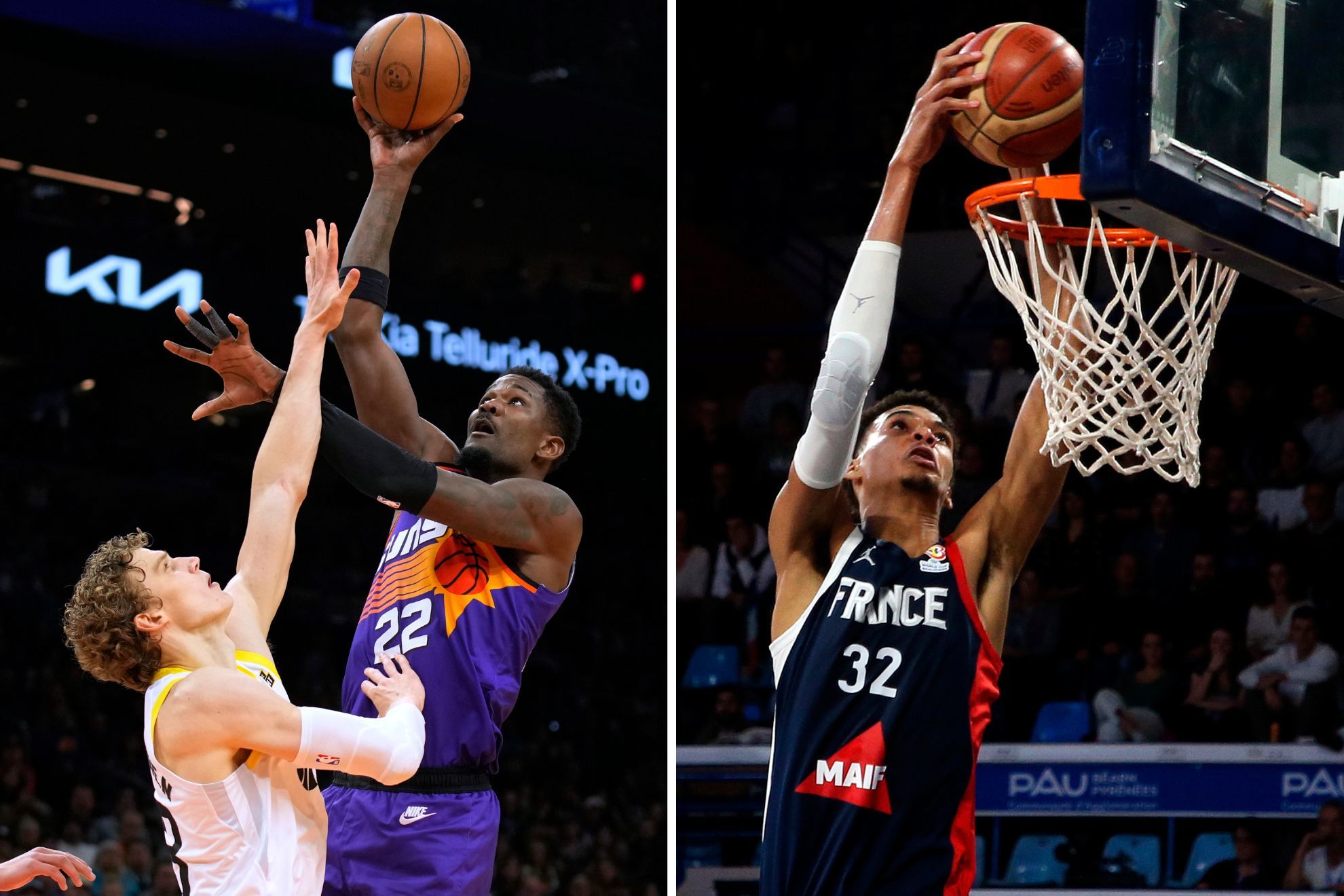 Jazz at Suns (left) and Victor Wembanyama (right)