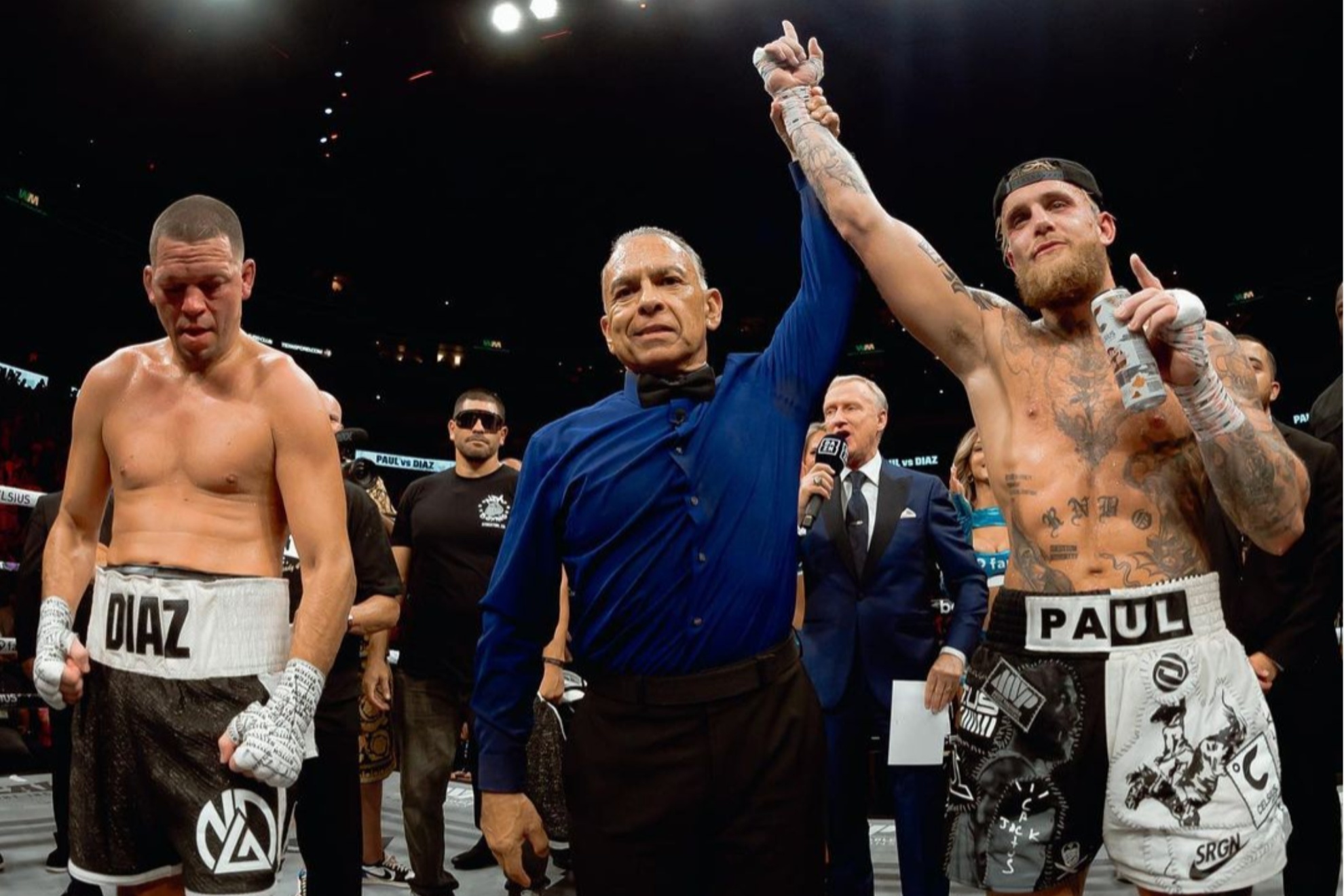 Jake Paul defeated Nate Diaz after 10 rounds in the ring on Saturday