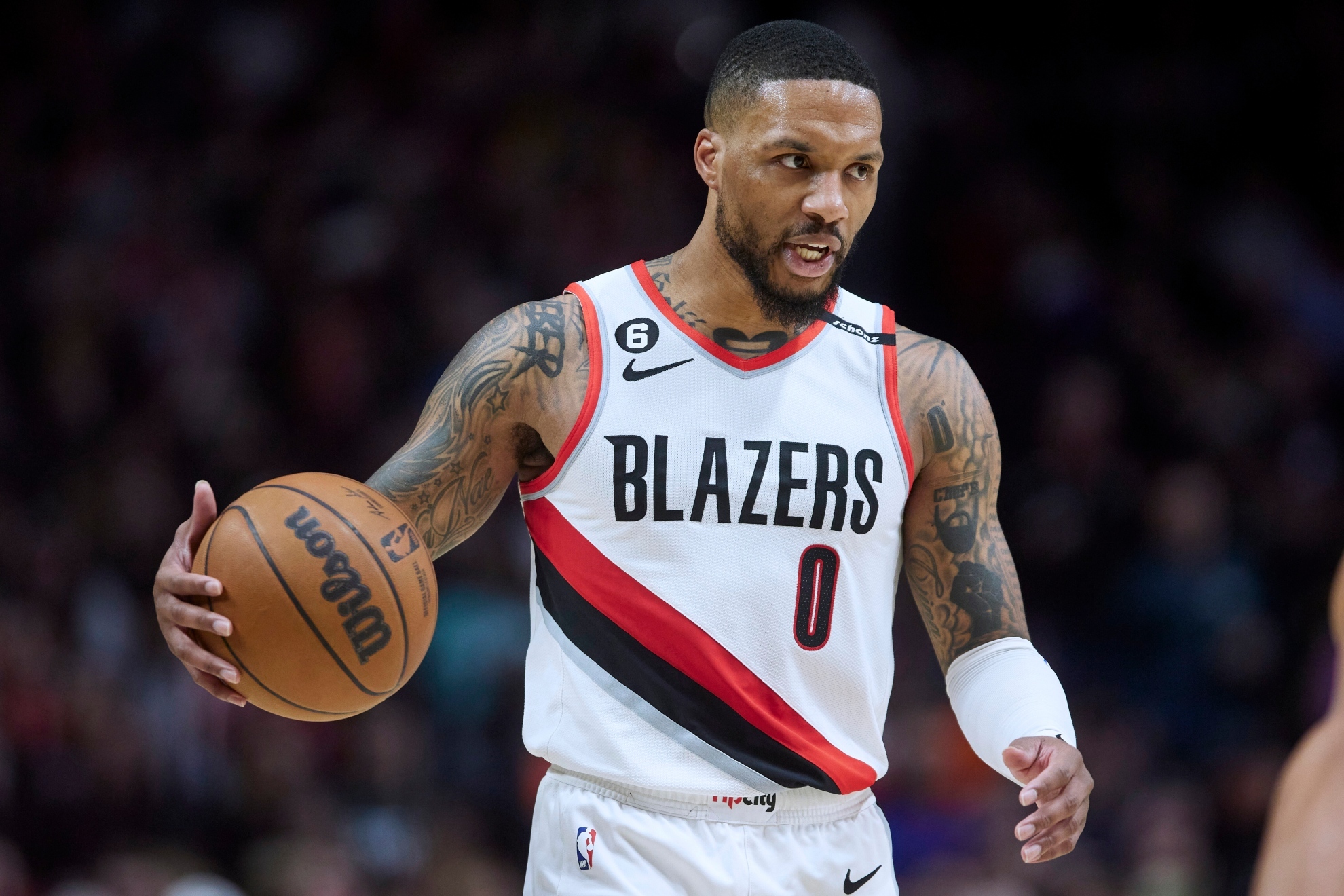 Damian Lillard playing with the Portland Trail Blazers