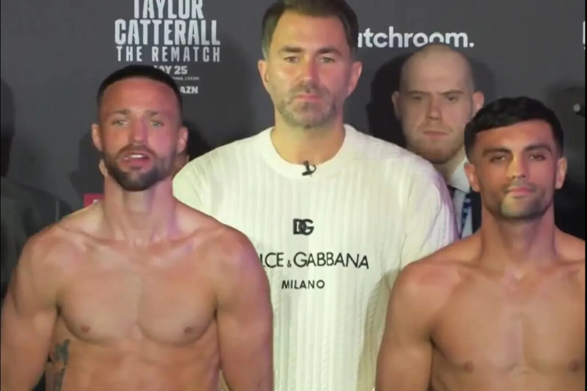 Josh Taylor, Eddie Hearn and Jack Caterall.
