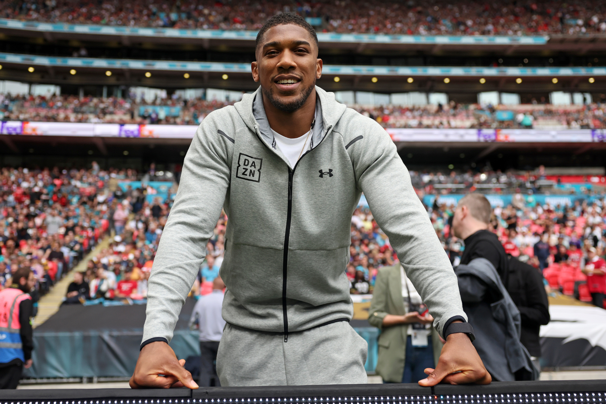 Anthony Joshua at an NFL London game.