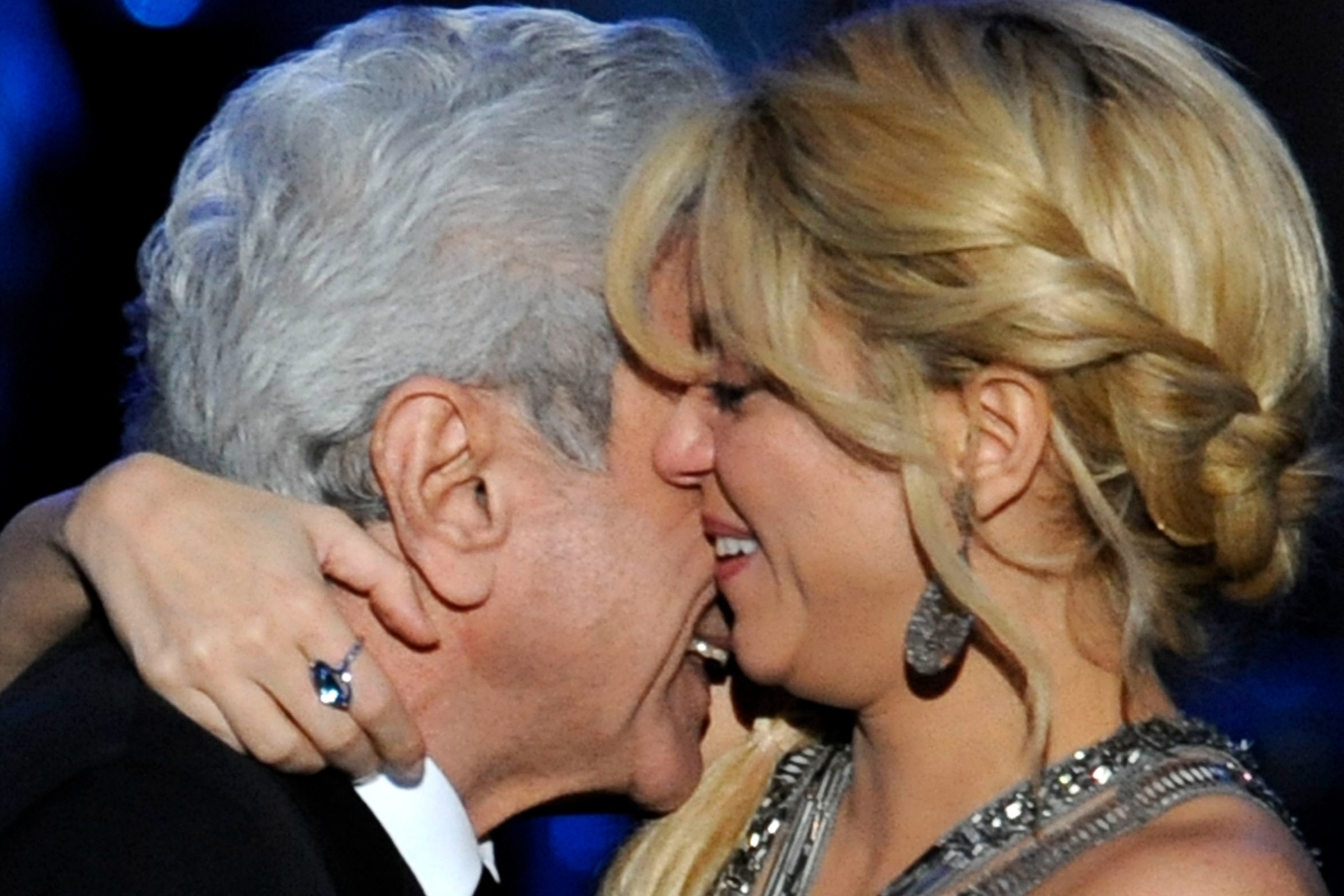 Shakira, right and her father William Mebarak Chadid are seen at the Latin Recording Academy Person of the Year tribute in her honor on Wednesday Nov. 9, 2011 in Las Vegas. (AP Photo/Chris Pizzello)