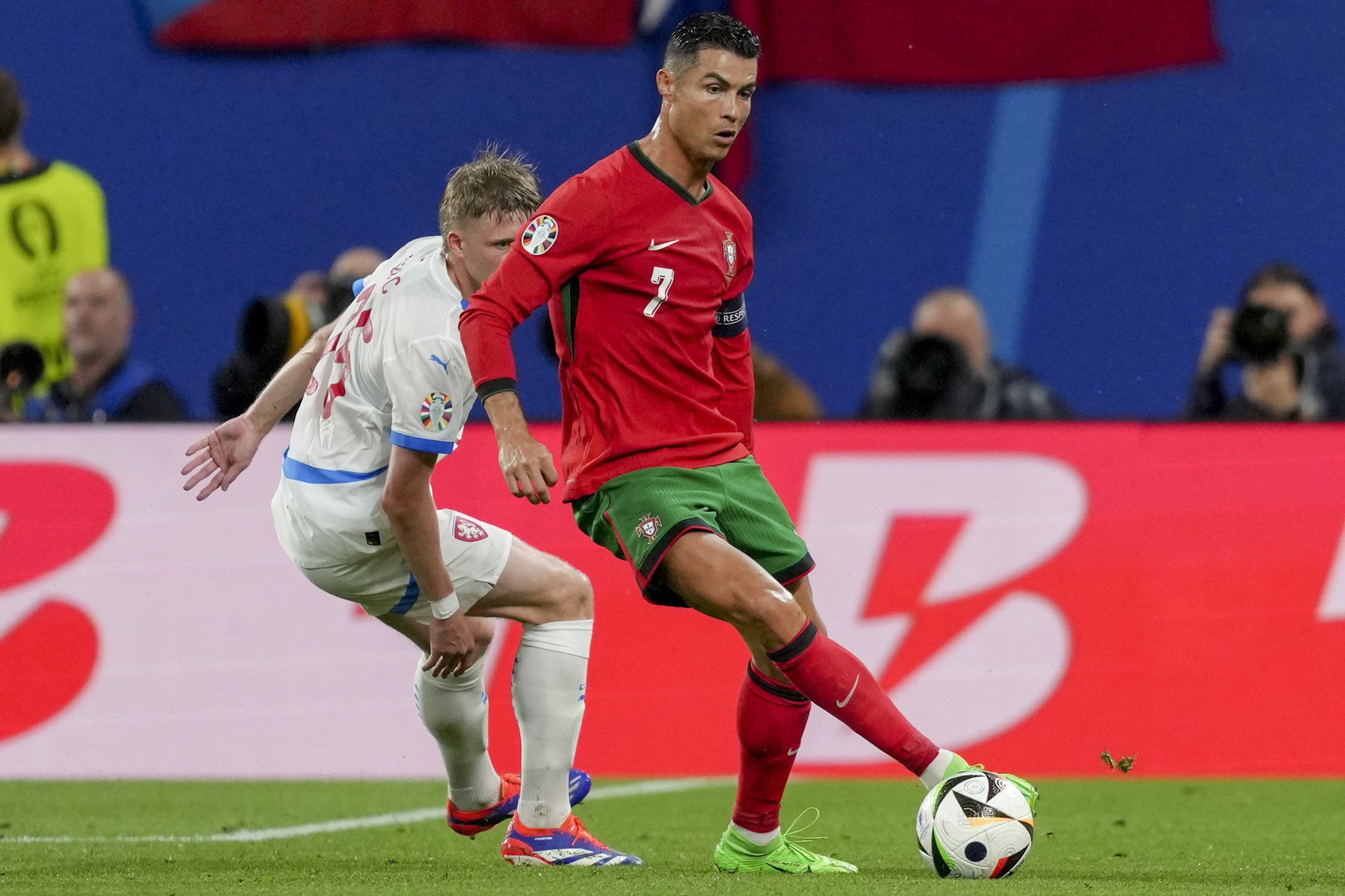 Cristiano Ronaldo David Jurasek Group F match bPortugal Czech Republic Euro 2024 soccer tournament Leipzig Germany