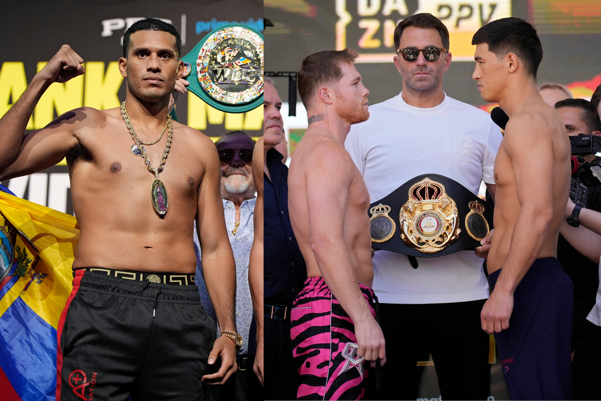 David Benavidez, Canelo Alvarez, Eddie Hearn and Dmitry Bivol.