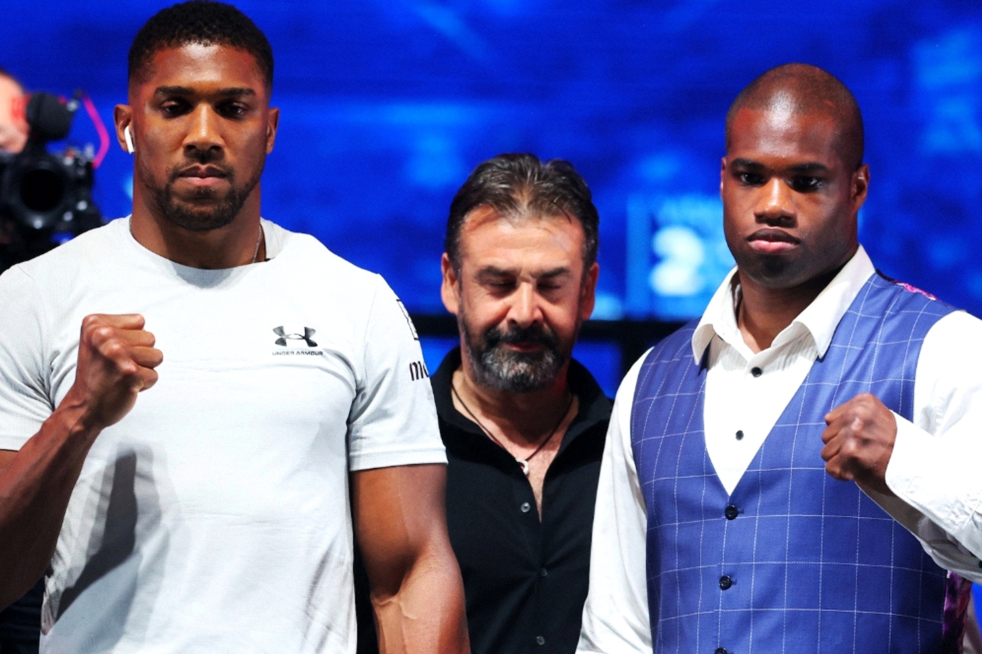 Anthony Joshua and Daniel Dubois at the first press conference.