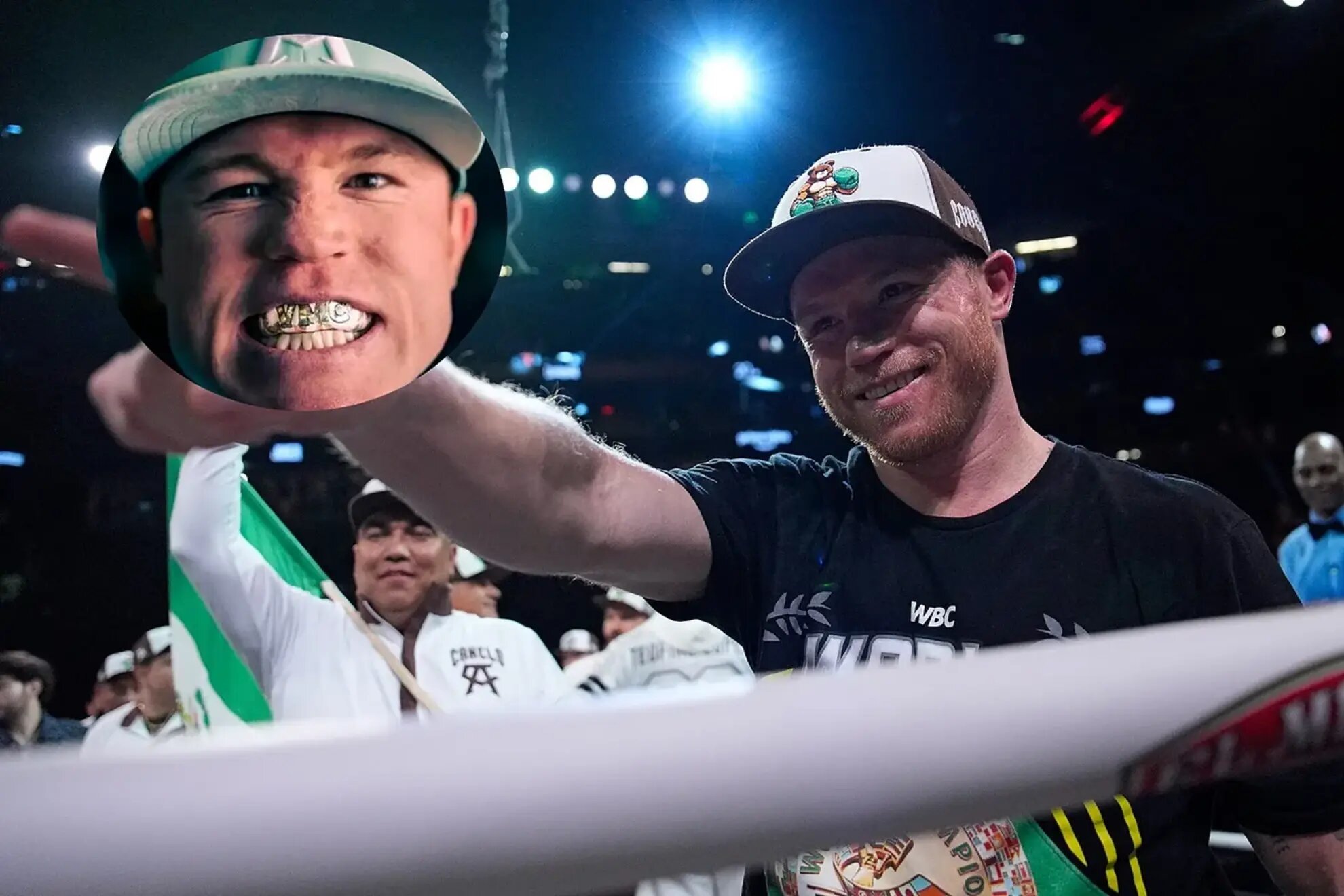 Canelo Alvarez unveiled his gold mouthguard for fight against Edgar Berlanga