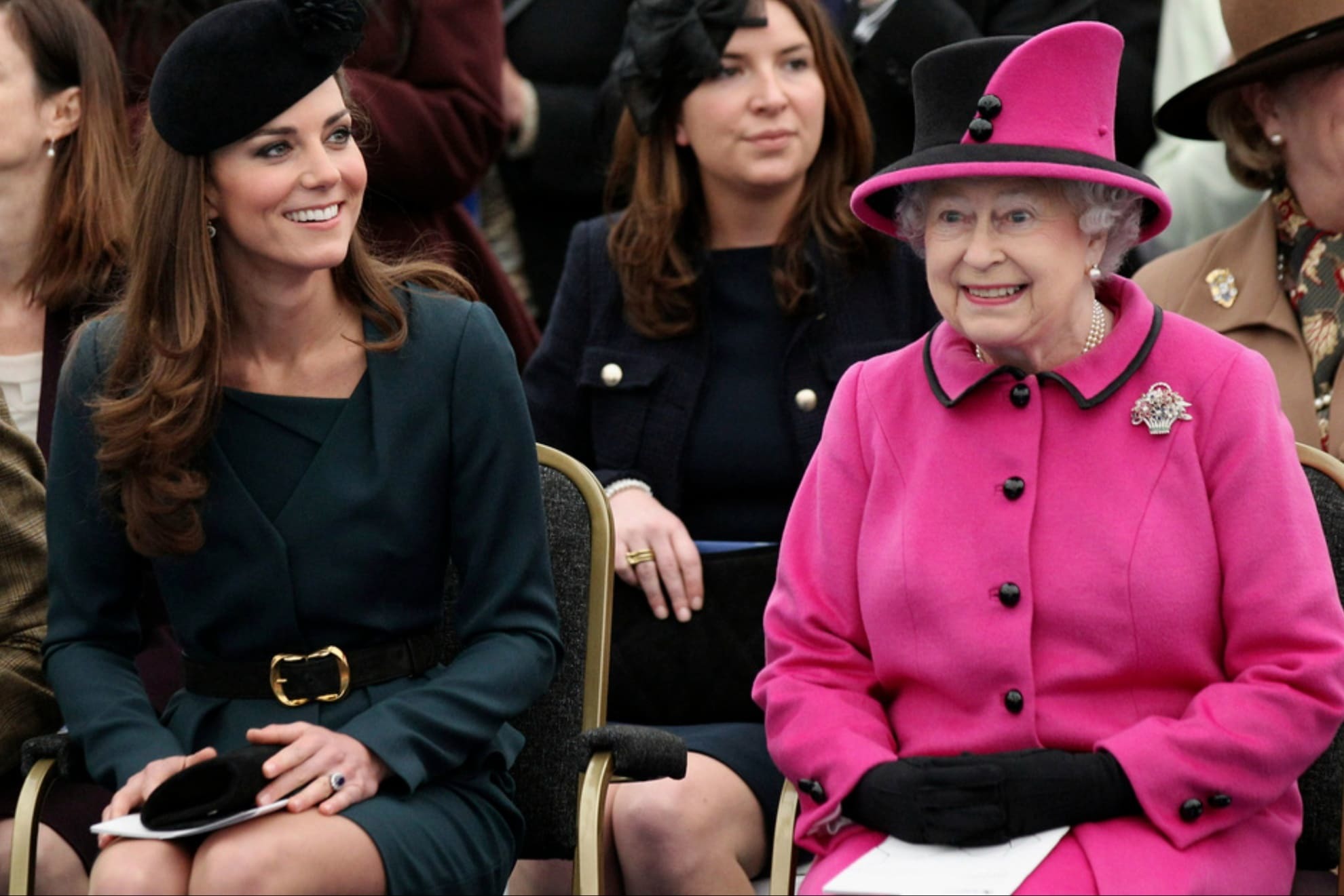 Kate Middleton with the late Queen Elizabeth II.