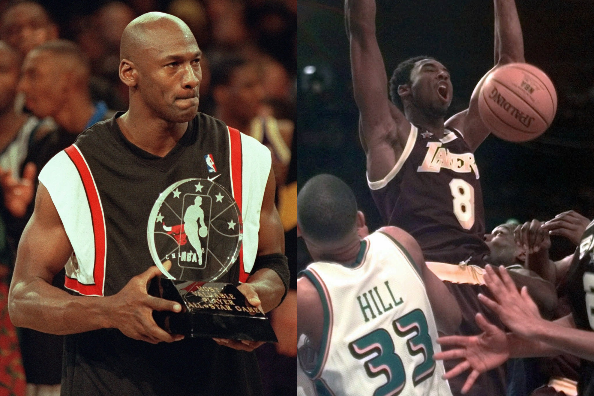 Michael Jordan and Kobe Bryant during the 1998 NBA All-Star Game.