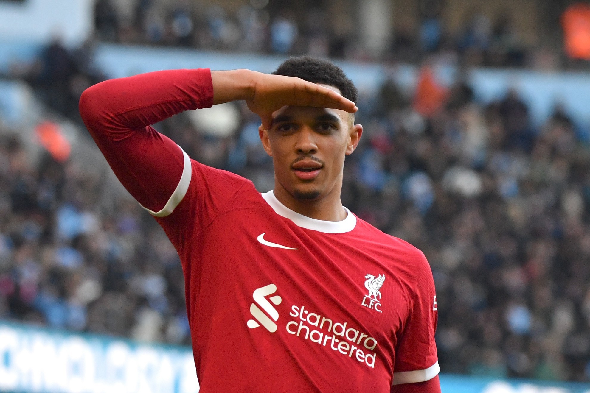 Alexander Arnold, tras marcar ante el Manchester City