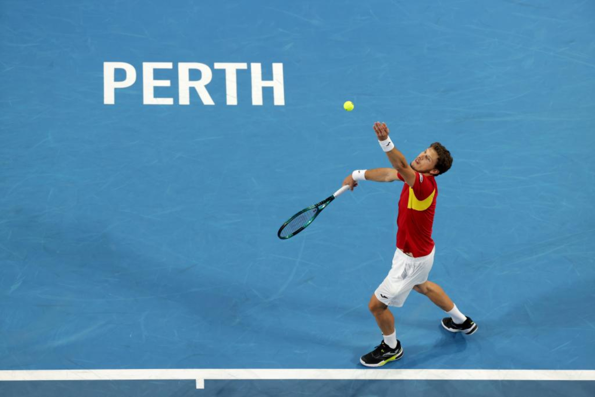 Pablo Carre�o, en su partido ante Stefanos Tsitsipas en la United Cup.