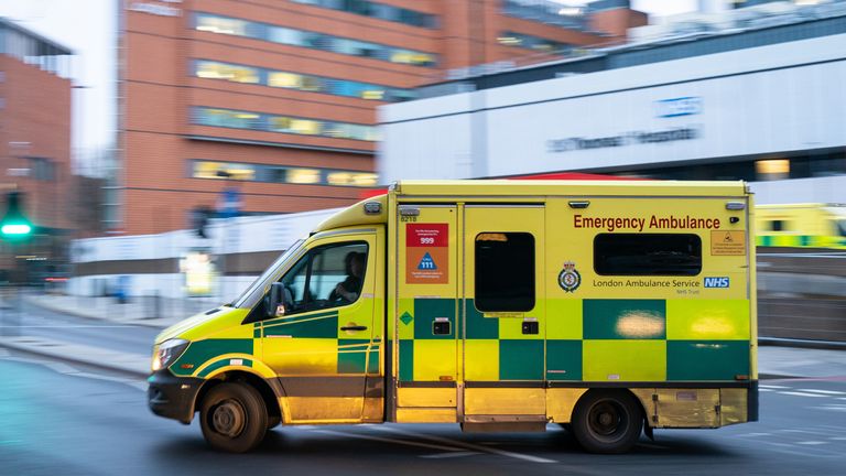 An ambulance outside the Accident and Emergency Department of St Thomas's Hospital, London. Picture date: Thursday January 6, 2022.
