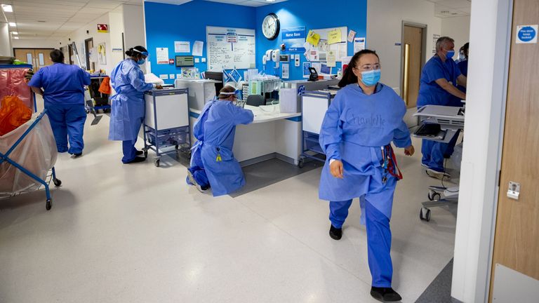 File photo dated 20/10/20 of staff on a hospital ward. More than two out of three NHS workers have considered quitting in the past six months, a new study suggests. Issue date: Thursday January 27, 2022.