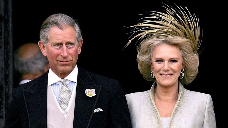 File photo dated 09/04/2005 of Prince Charles, the Prince of Wales, and Camilla the Duchess of Cornwall, leave St George's Chapel, Windsor, following the blessing of their wedding. The Queen has used her Platinum Jubilee message to the nation to back the Duchess of Cornwall as Queen Camilla, shaping the future of the monarchy on her historic milestone. Issue date: Sunday February 6, 2022.