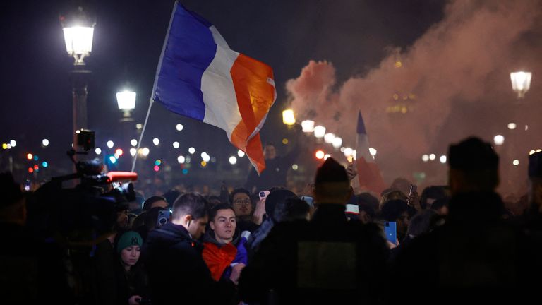 France fans gather at the Place de la Concorde square in Paris