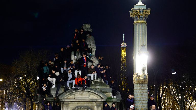 France fans gather at the Place de la Concorde square in Paris