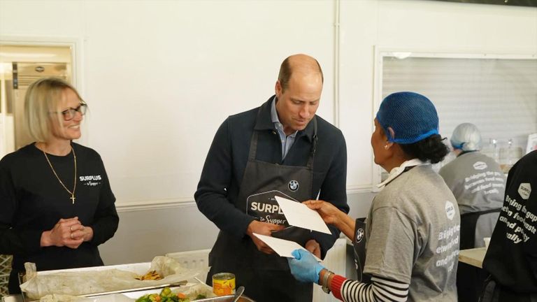 Prince William receives cards for Kate at charity in Surrey