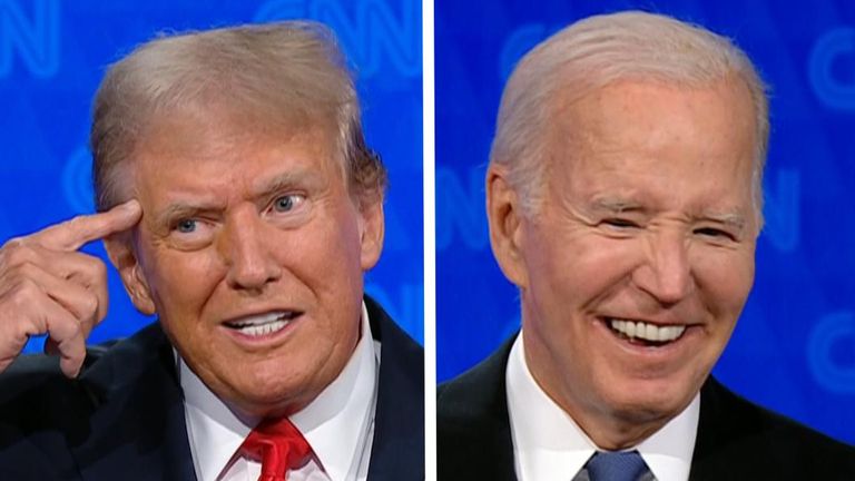 Joe Biden and Donald Trump in first US presidential debate of 2024