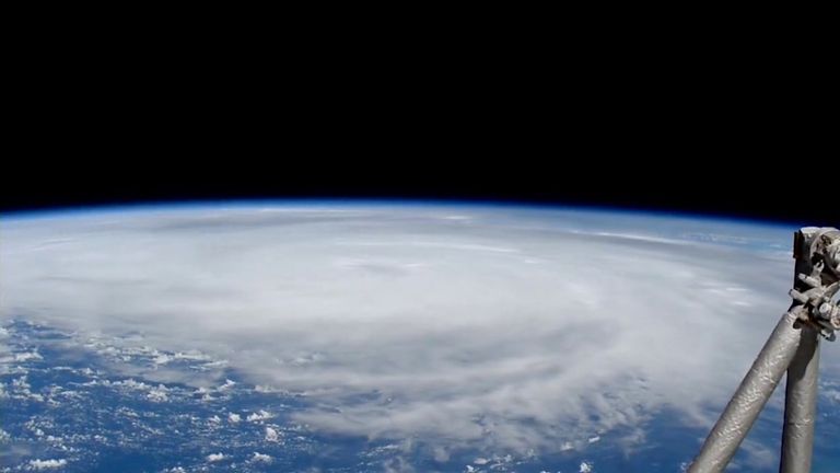 Pic: NASA/Reuters
Satellite image shows Hurricane Helene churning through the Gulf of Florida, U.S., September 26, 2024 in his screengrab from a Handout video. NASA/Handout via REUTERS THIS IMAGE HAS BEEN SUPPLIED BY A THIRD PARTY